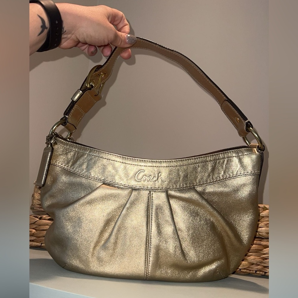 Authentic Coach Hobo Metallic Shoulder Bag